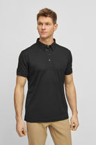 Black golf shirt. Polo shirt for golf.
