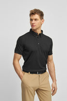 Black mens golf polo shirt from WHAT BUNKERS.